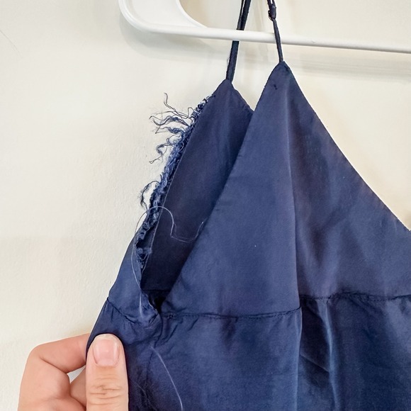 VTG 1940's Ladies Satin Navy Blue Nightgown Slip Lingerie Large No Tags - Picture 9 of 13